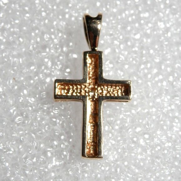$99 Auth Ross-Simons Genuine Diamond Cross in Sterling Silver 925 Gold 14K Plat - Picture 5 of 6
